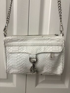 Rebecca Minkoff White MAC (morning after clutch) snakeskin Leather Crossbody Bag